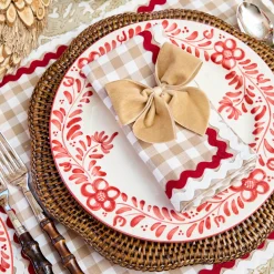 Brown Scalloped Rattan Charger Plates (Set of 4)