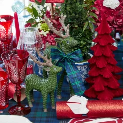 Burgundy Flocked Fir Tree (Pair)