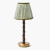 Burnt Bamboo Rechargeable Lamp with Olive Lotus Shade (18cm)