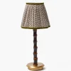 Burnt Bamboo Rechargeable Lamp with Chocolate & Olive Lotus Shade (18cm)