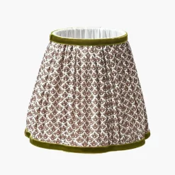Burnt Bamboo Rechargeable Lamp with Chocolate & Olive Lotus Shade (18cm)