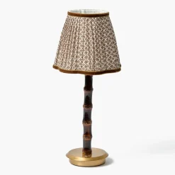 Burnt Bamboo Rechargeable Lamp with Chocolate Lotus Shade (18cm)