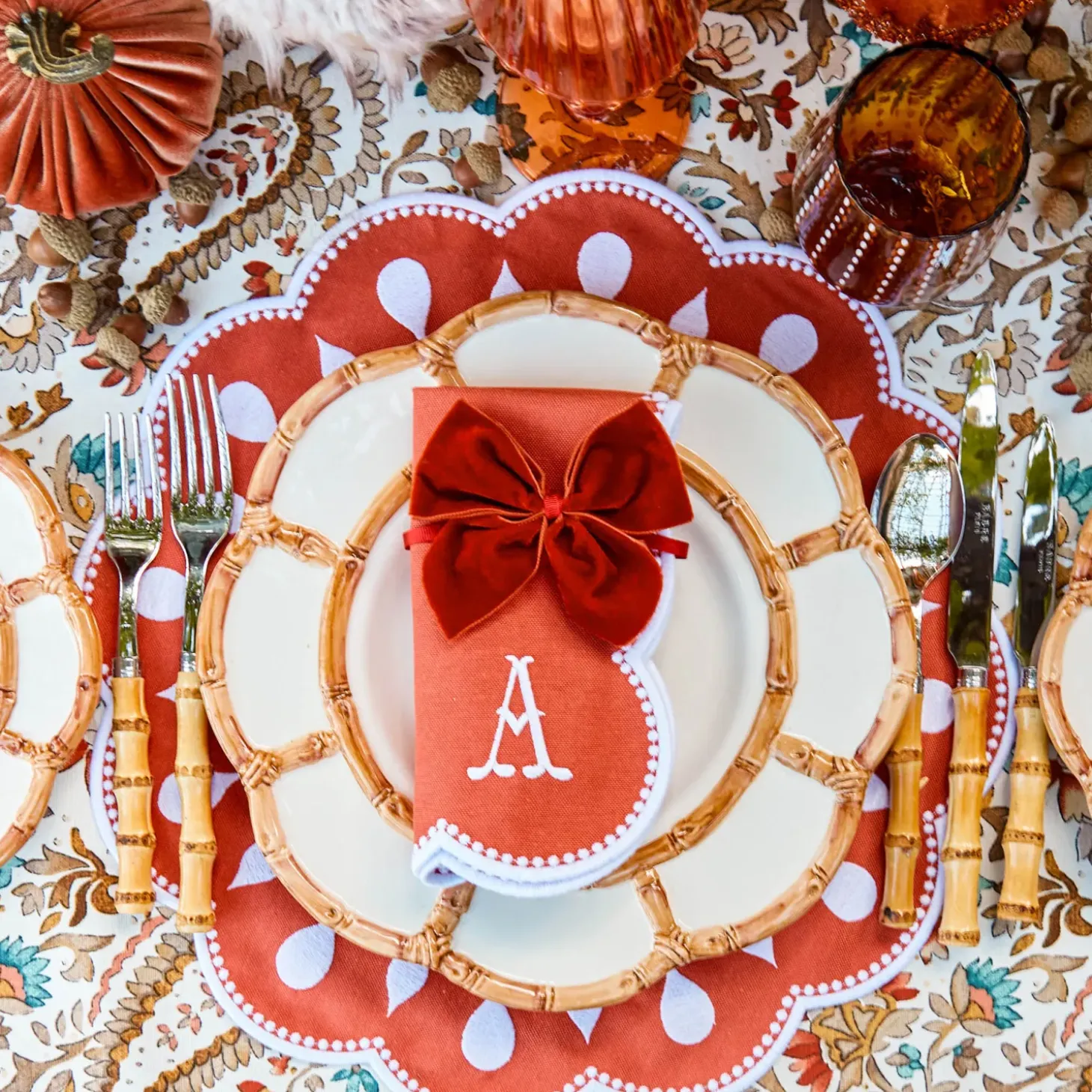 Burnt Orange Napkin Bows (Set of 4)