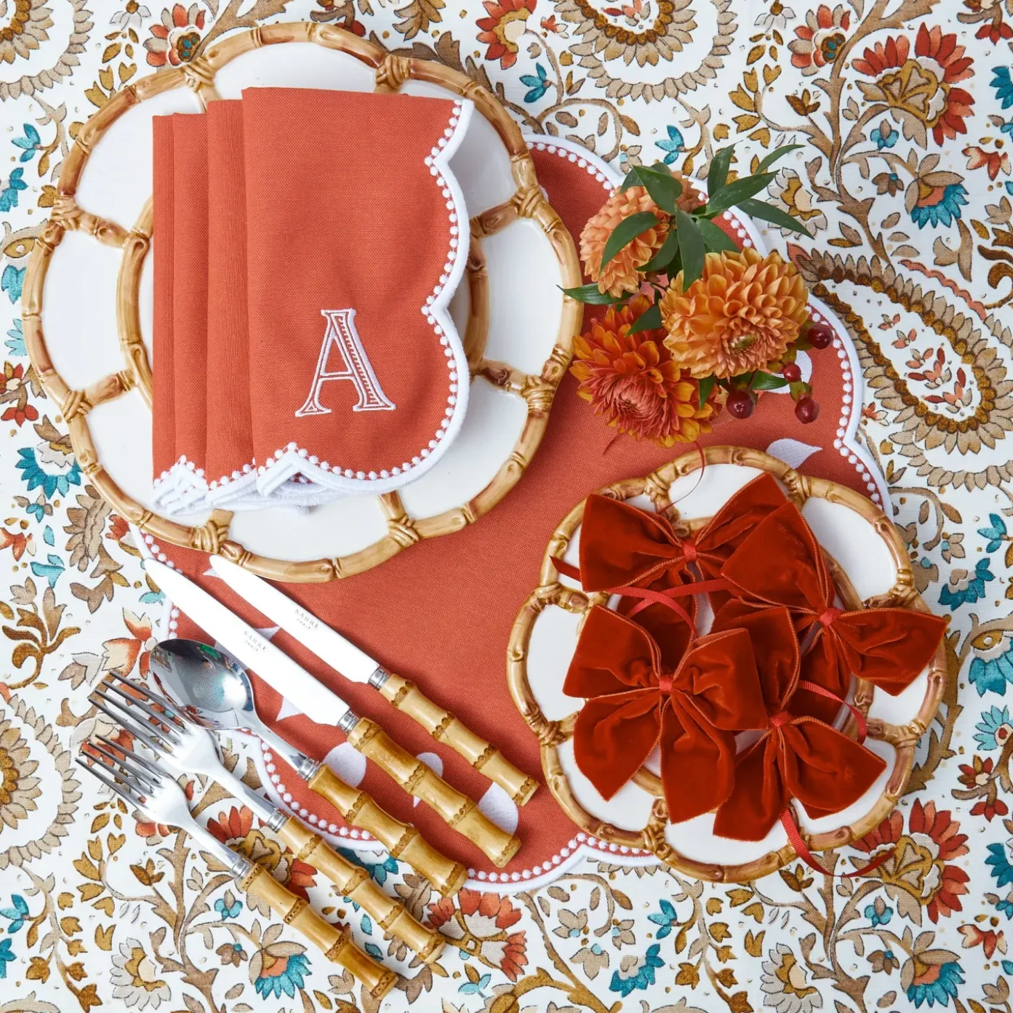 Burnt Orange Napkin Bows (Set of 4)