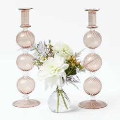 Camille Chestnut Candle Holders (Pair)