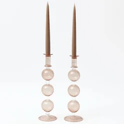 Camille Chestnut Candle Holders (Pair)