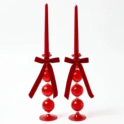 Camille Red Candle Holder (Pair)