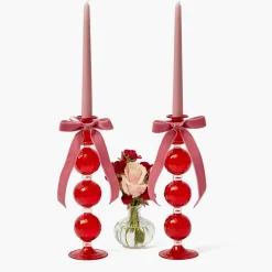Camille Red Candle Holder (Pair)