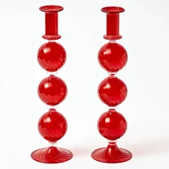 Camille Red Candle Holder (Pair)