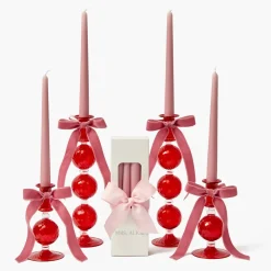 Camille Red Ribboned Candle Set (Pink)