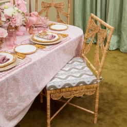Celine Bow Rattan Chair with Putty Ikat Cushion