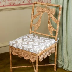 Celine Bow Rattan Chair with Putty Ikat Cushion