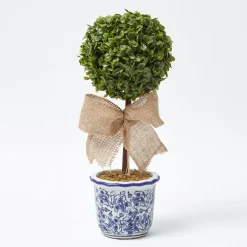 Chinoiserie Faux Potted Boxwood Tree (Pair)