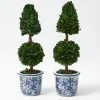 Chinoiserie Potted Boxwood Tree (Pair)
