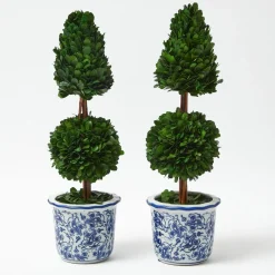 Chinoiserie Potted Boxwood Tree (Pair)