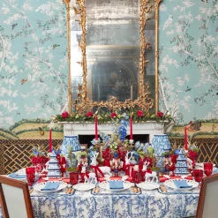 Chinoiserie Rechargeable Lamp & Cobalt Ikat Shade (22cm)