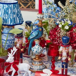 Chinoiserie Rechargeable Lamp & Cobalt Ikat Shade (22cm)