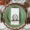 Chocolate Bow Garland White Linen Napkins (Set of 4)