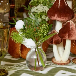 Chocolate Glitter Velvet Mushroom (Pair) - 25cm