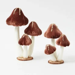Chocolate Glitter Velvet Mushroom (Pair) - 25cm