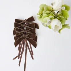 Chocolate Velvet Mini Bows (Set of 4)