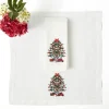 Christmas Tree White Linen Napkins (Set of 4)