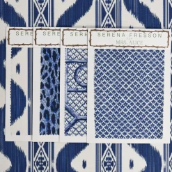 Cobalt Blue Ikat Stripe Fabric