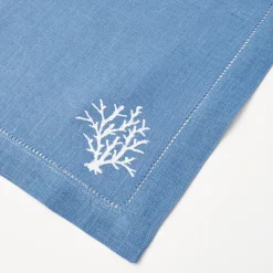 Coral Blue Linen Napkins (Set of 4)