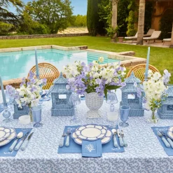 Coral Blue Linen Placemats (Set of 4)
