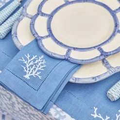 Coral Blue Linen Placemats (Set of 4)