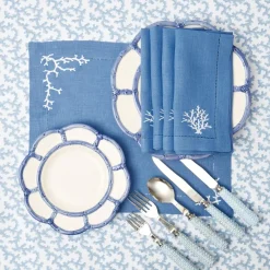 Coral Blue Linen Placemats (Set of 4)