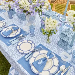 Coral Blue Linen Placemats & Napkins (Set of 4)