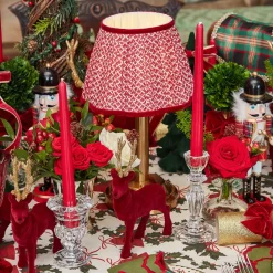 Corinthian Rechargeable Lamp with Red Lotus Shade (22cm)