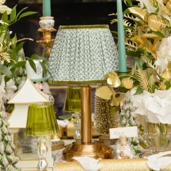Corinthian Rechargeable Lamp with Olive Lotus Shade (22cm)