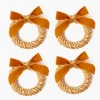 Corn Wreath with Mustard Velvet Bow (Set of 4)