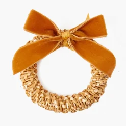 Corn Wreath with Mustard Velvet Bow (Set of 4)