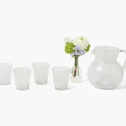 Dappled White Glasses & Jug Set