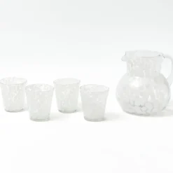 Dappled White Glasses & Jug Set