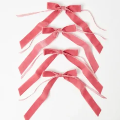 Dusty Pink Velvet Bow (Set of 4) - 20cm