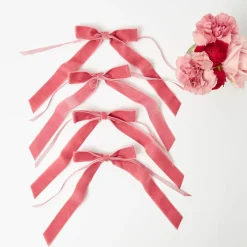 Dusty Pink Velvet Bow (Set of 4) - 20cm