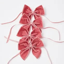 Dusty Pink Velvet Napkin Bows (Set of 4)