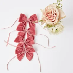 Dusty Pink Velvet Napkin Bows (Set of 4)