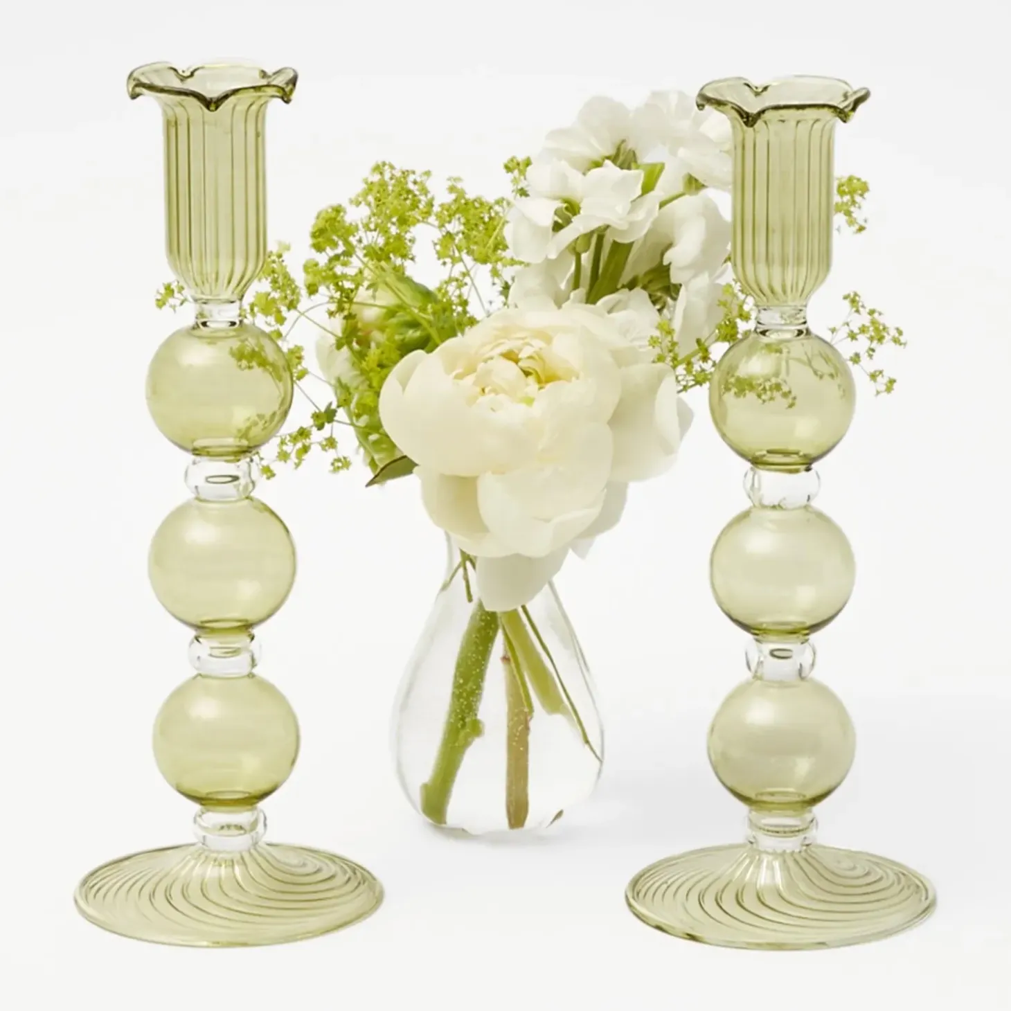 Eden Green Candle Holders (Pair)