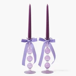 Eden Purple Ribboned Candle Set