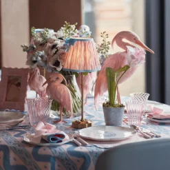 Edie Rechargeable Lamp with Pink & Blue Ikat Bow Shade (18cm)