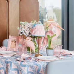 Edie Rechargeable Lamp with Pink & Blue Ikat Bow Shade (18cm)