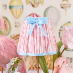 Edie Rechargeable Lamp with Pink & Blue Ikat Bow Shade (18cm)