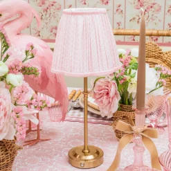 Edie Tall Rechargeable Lamp with Pink Lotus Shade (18cm)