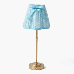 Edie Tall Rechargeable Lamp with Soft Blue Lotus Bow Shade (18cm)