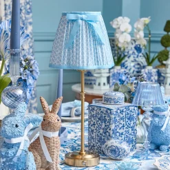 Edie Tall Rechargeable Lamp with Soft Blue Lotus Bow Shade (18cm)